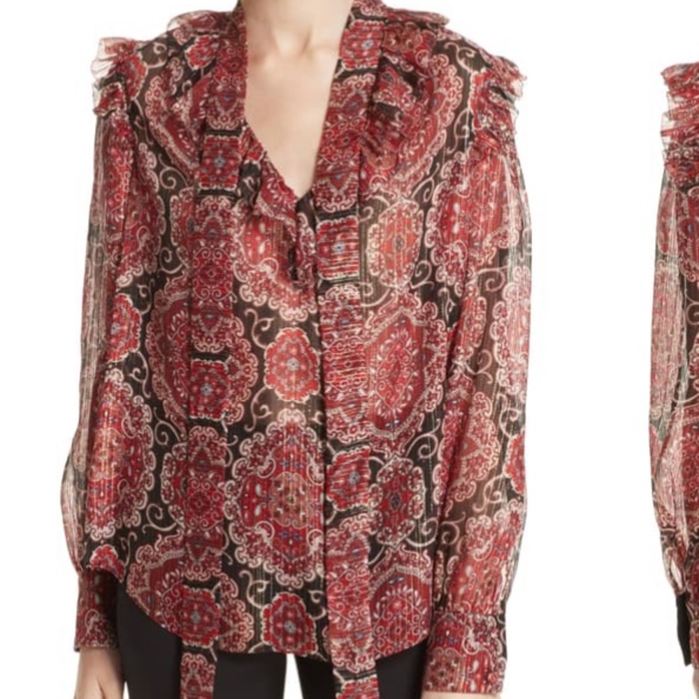 Kate Spade Medallion Metallic Silk Top XXS NWT